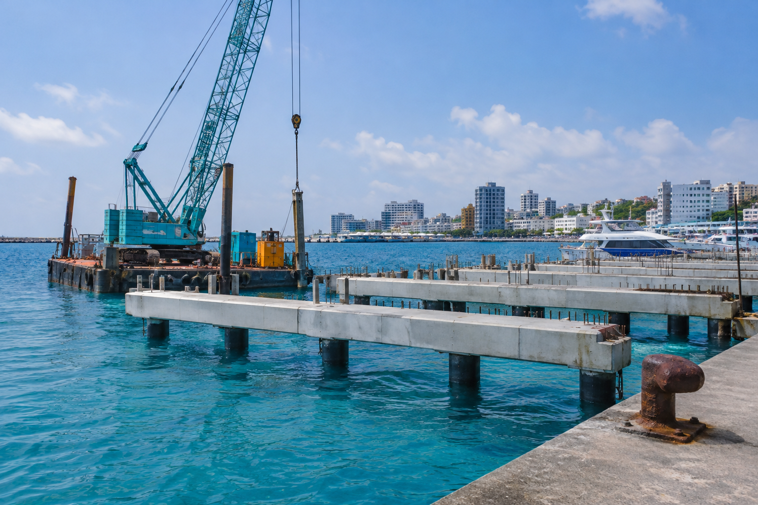 MTCC has begun construction of six finger jetties at Malé North Harbour at a cost of MVR 18.98 million.